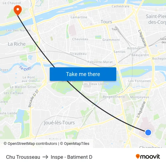 Chu Trousseau to Inspe - Batiment D map