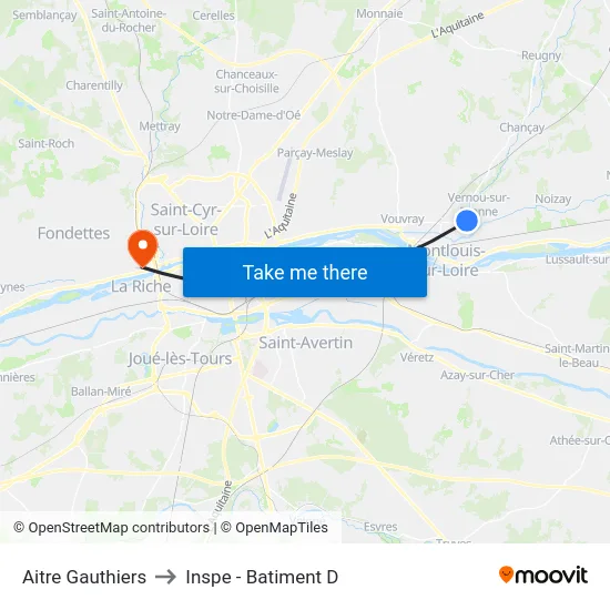 Aitre Gauthiers to Inspe - Batiment D map