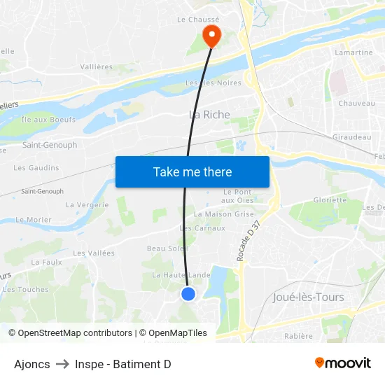 Ajoncs to Inspe - Batiment D map