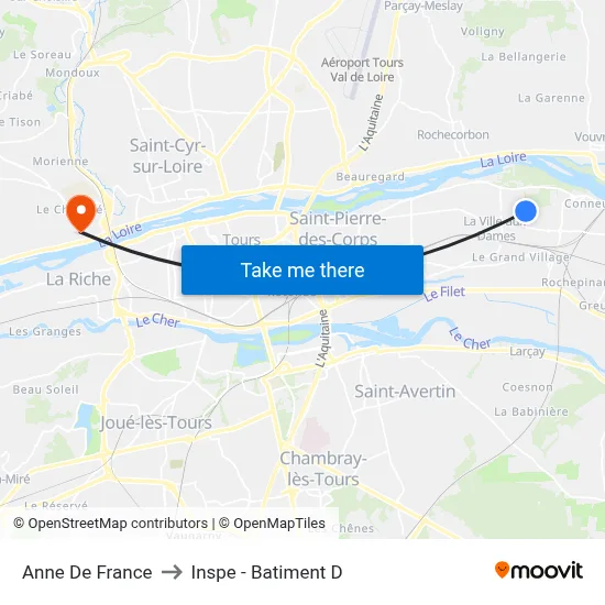 Anne De France to Inspe - Batiment D map