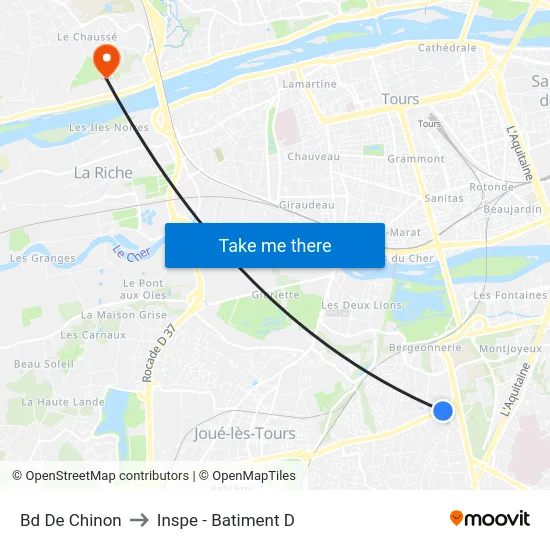 Bd De Chinon to Inspe - Batiment D map