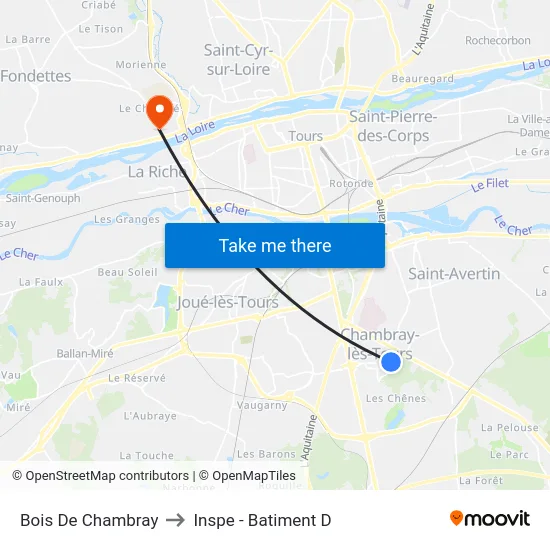 Bois De Chambray to Inspe - Batiment D map