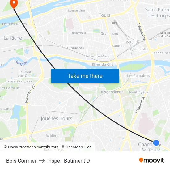 Bois Cormier to Inspe - Batiment D map