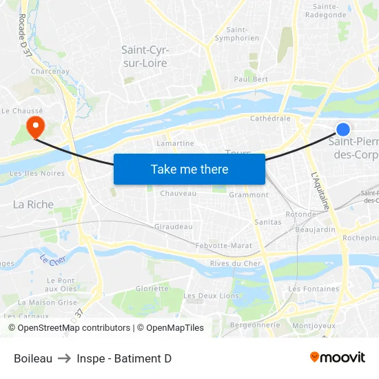 Boileau to Inspe - Batiment D map