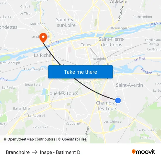 Branchoire to Inspe - Batiment D map