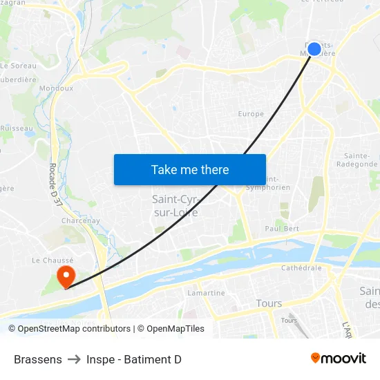 Brassens to Inspe - Batiment D map