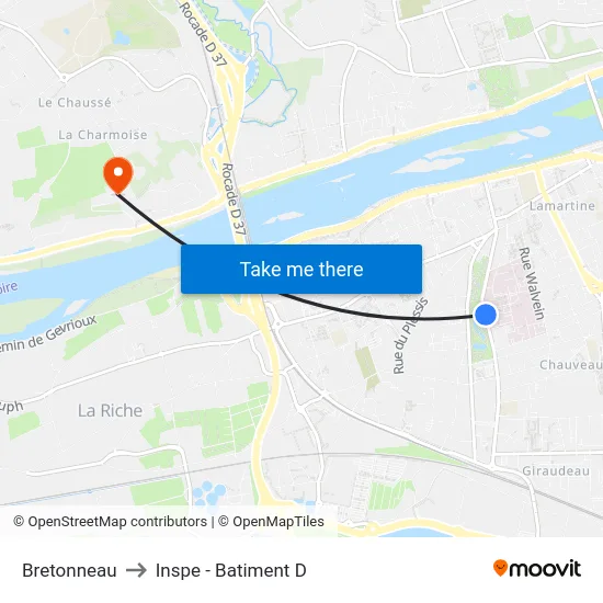 Bretonneau to Inspe - Batiment D map