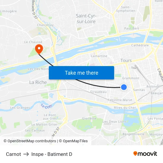 Carnot to Inspe - Batiment D map