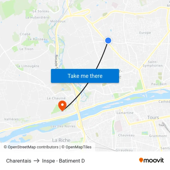 Charentais to Inspe - Batiment D map