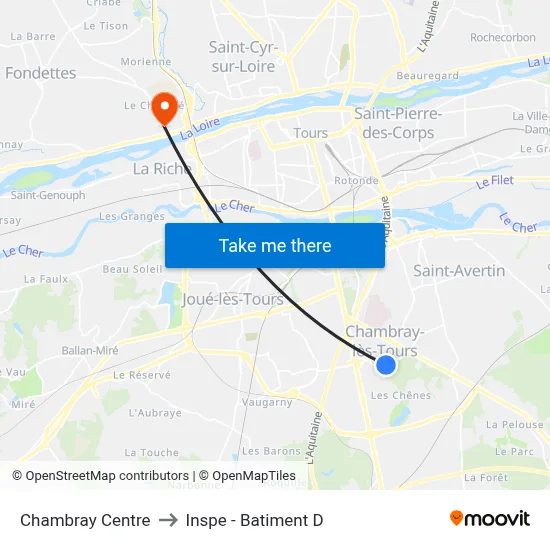 Chambray Centre to Inspe - Batiment D map