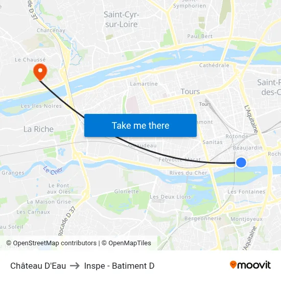 Château D'Eau to Inspe - Batiment D map