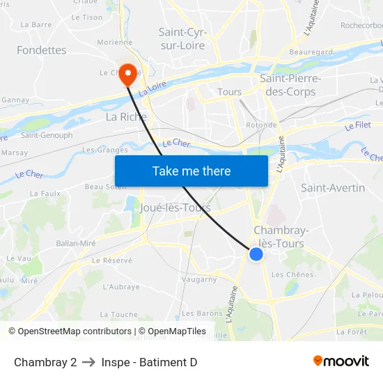 Chambray 2 to Inspe - Batiment D map