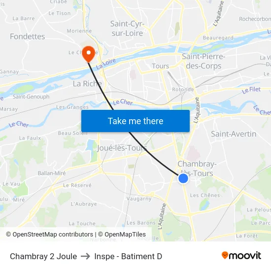 Chambray 2 Joule to Inspe - Batiment D map