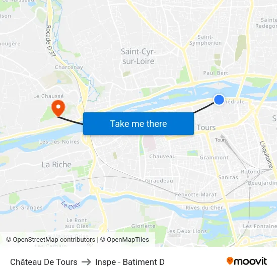 Château De Tours to Inspe - Batiment D map