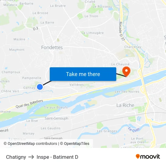 Chatigny to Inspe - Batiment D map
