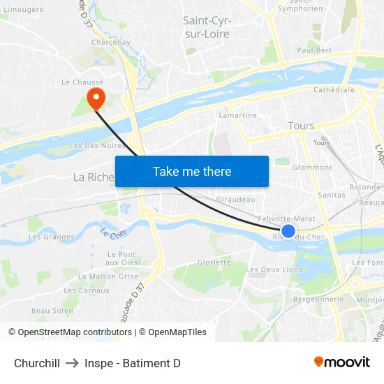 Churchill to Inspe - Batiment D map
