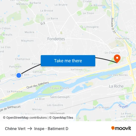 Chêne Vert to Inspe - Batiment D map