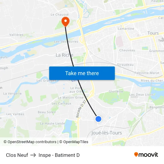 Clos Neuf to Inspe - Batiment D map