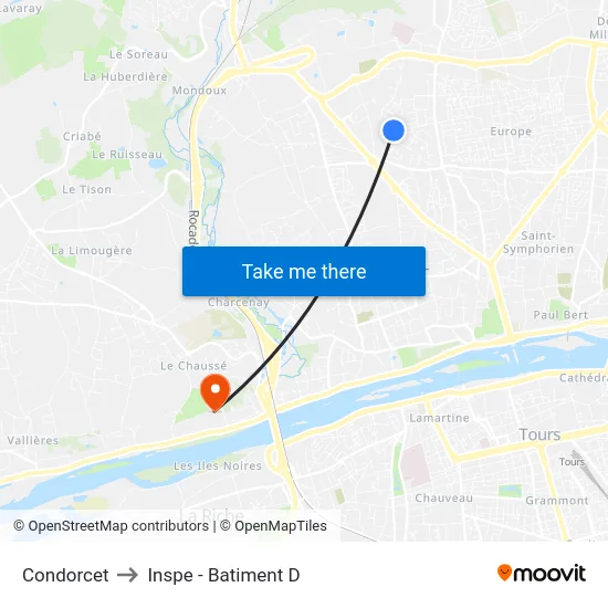 Condorcet to Inspe - Batiment D map