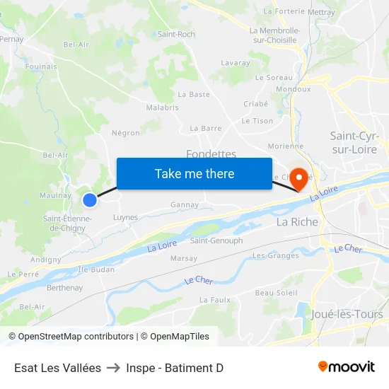 Esat Les Vallées to Inspe - Batiment D map