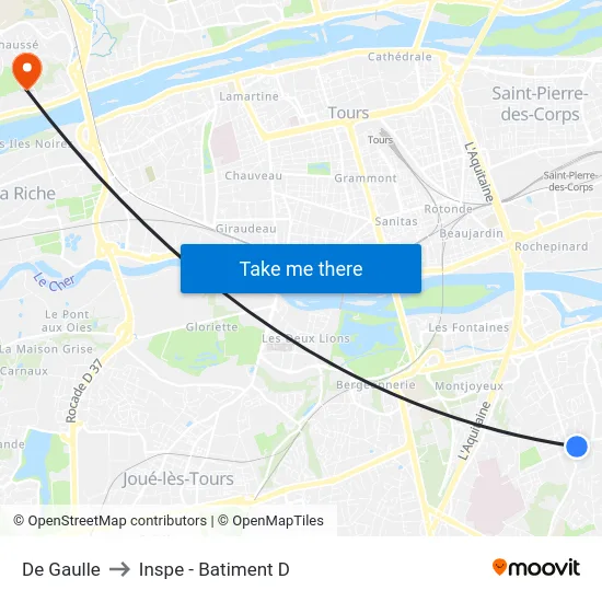 De Gaulle to Inspe - Batiment D map