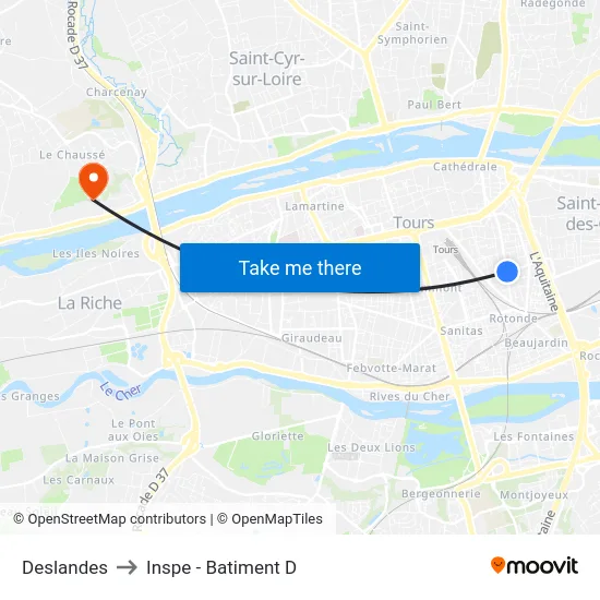 Deslandes to Inspe - Batiment D map
