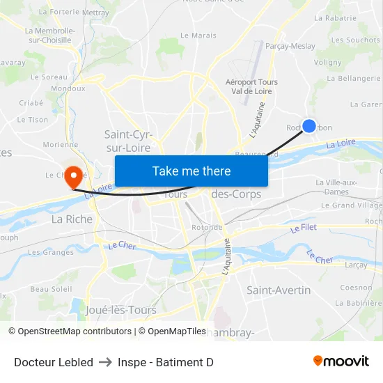 Docteur Lebled to Inspe - Batiment D map