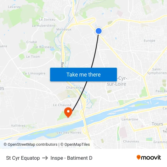 St Cyr Equatop to Inspe - Batiment D map