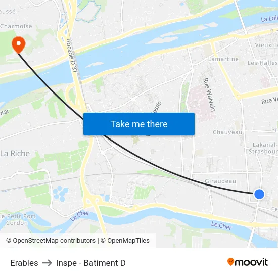 Erables to Inspe - Batiment D map