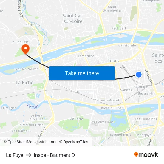 La Fuye to Inspe - Batiment D map
