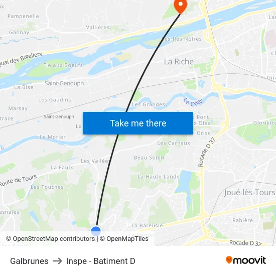 Galbrunes to Inspe - Batiment D map