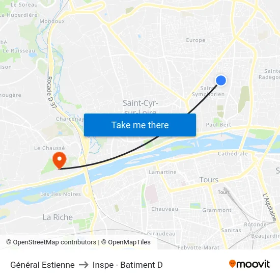 Général Estienne to Inspe - Batiment D map
