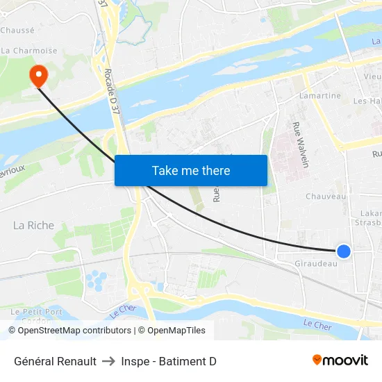 Général Renault to Inspe - Batiment D map