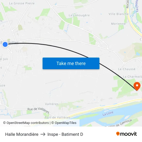 Halle Morandière to Inspe - Batiment D map