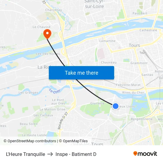 L'Heure Tranquille to Inspe - Batiment D map