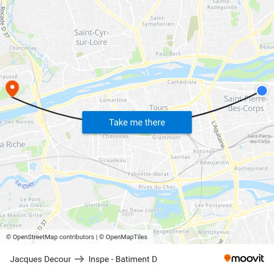 Jacques Decour to Inspe - Batiment D map