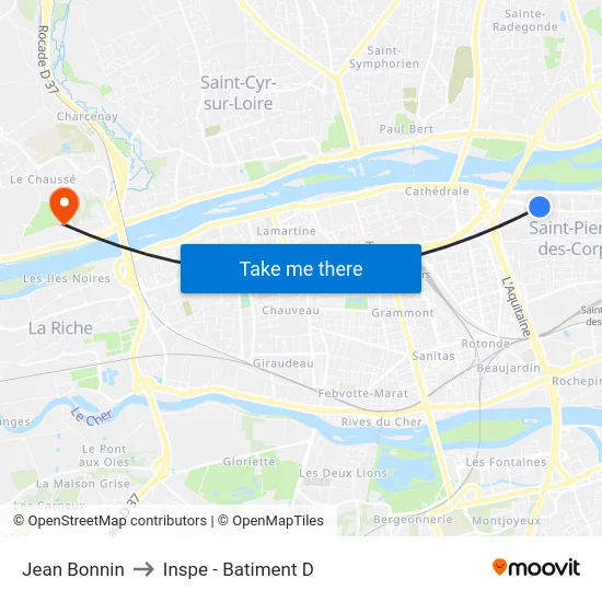 Jean Bonnin to Inspe - Batiment D map