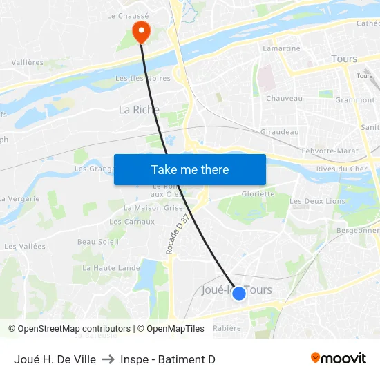 Joué H. De Ville to Inspe - Batiment D map
