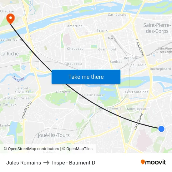 Jules Romains to Inspe - Batiment D map