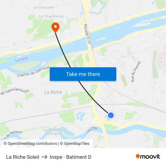 La Riche Soleil to Inspe - Batiment D map