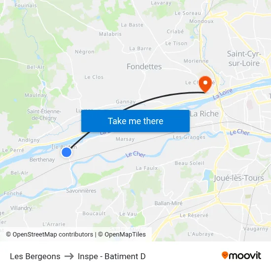 Les Bergeons to Inspe - Batiment D map