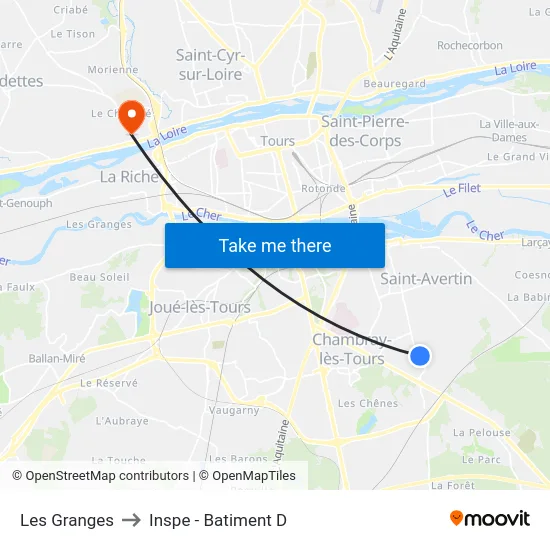 Les Granges to Inspe - Batiment D map
