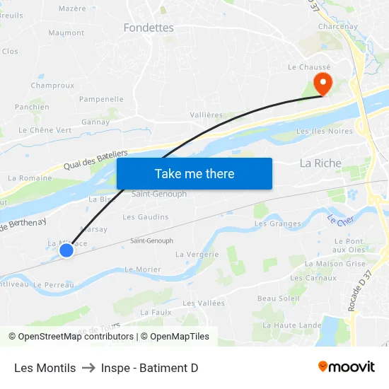 Les Montils to Inspe - Batiment D map