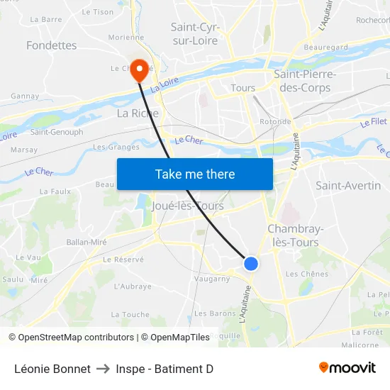 Léonie Bonnet to Inspe - Batiment D map