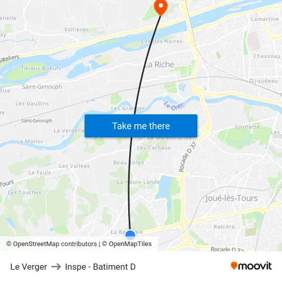 Le Verger to Inspe - Batiment D map