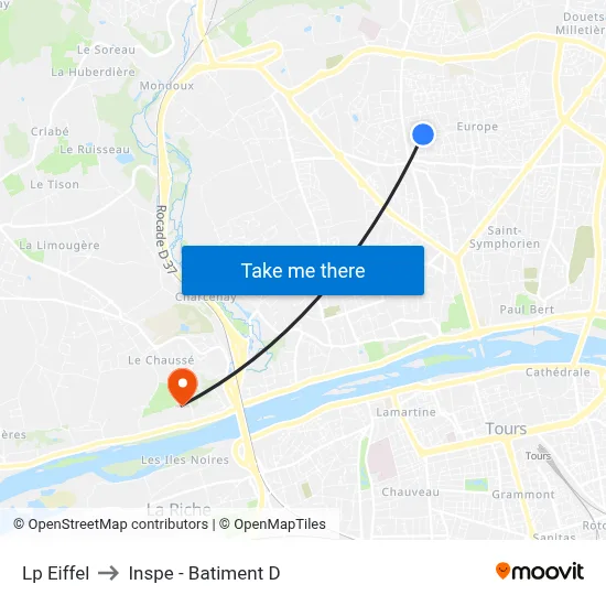 Lp Eiffel to Inspe - Batiment D map