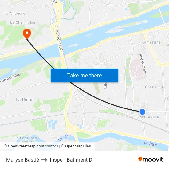 Maryse Bastié to Inspe - Batiment D map