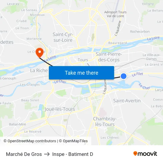 Marché De Gros to Inspe - Batiment D map