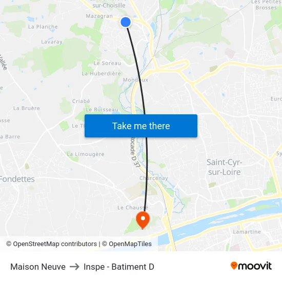 Maison Neuve to Inspe - Batiment D map