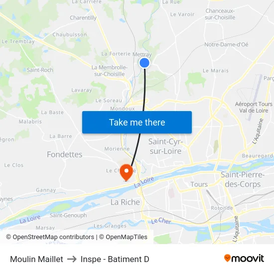 Moulin Maillet to Inspe - Batiment D map